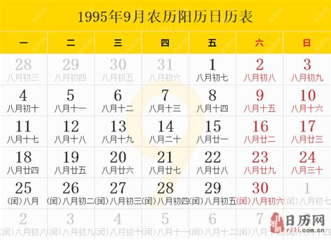 1995 天干地支|1995年农历黄历表，老皇历壹玖玖伍年农历万年历，农民历1995。